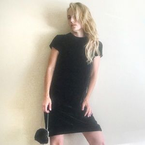 Vintage 60s velvet black mod dress medium